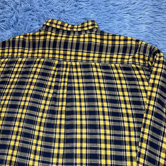 VINTAGE Plaid Flannel Button Down Shirt Size XXL Mens Casual Blue Yellow Y2K - Picture 7 of 11